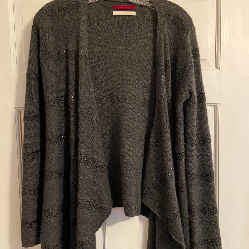 Velvet 100% Cashmere Open Cardigan with Sequins - Size S